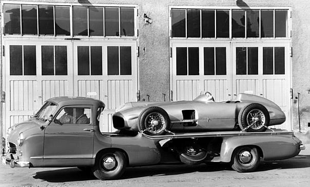 Mercedes-Benz Rennwagen-Schnelltransporter, mit Ladung ca. 170 km/h schnell, 1955. 